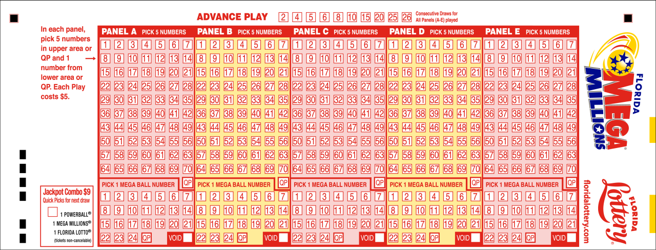 Mega Millions Playslip